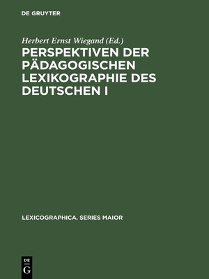 cover image of Perspektiven der pädagogischen Lexikographie des Deutschen I